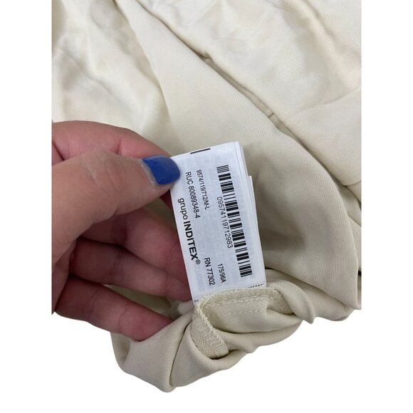 Zara Kate Moss Womens Scarf Maxi Dress M L Beige Ecru Flare Hem 9574/119 NWD - Picture 9 of 16